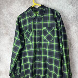 DIXXON Black & Green Plaid Button-Down Men's Shirt XLT